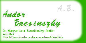 andor bacsinszky business card